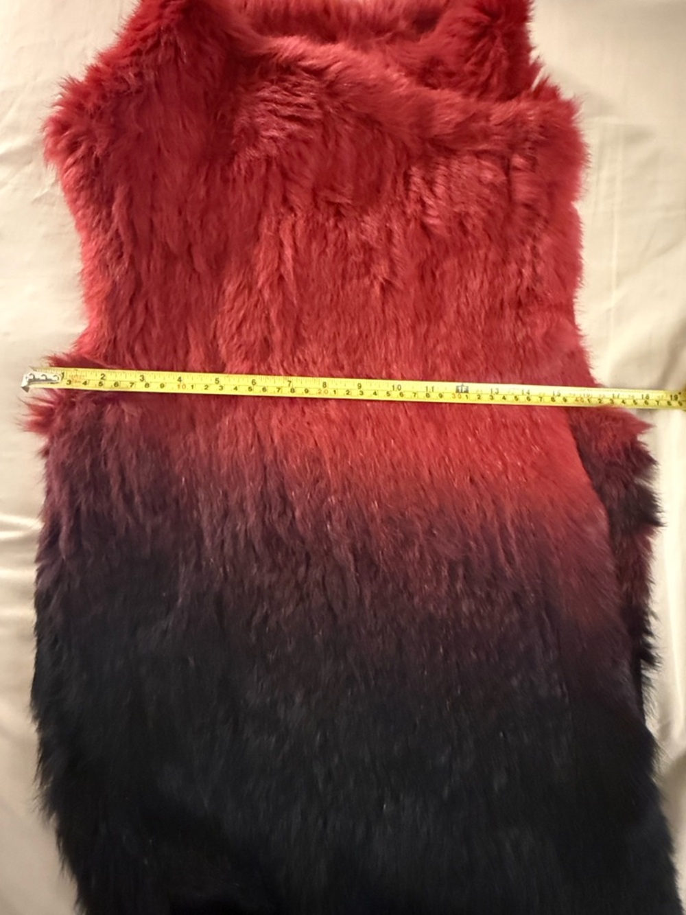 Vintage Premise Ombre Faux Fur Vest Red Black Festival Boho Wrap - Picture 15 of 16